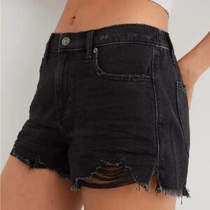 Distressed denim shorts